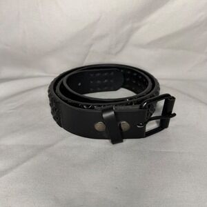 Vintage Hot Topic Mens Black Triple Row Pyramid Stud Belt Punk Emo Goth L 36-38
